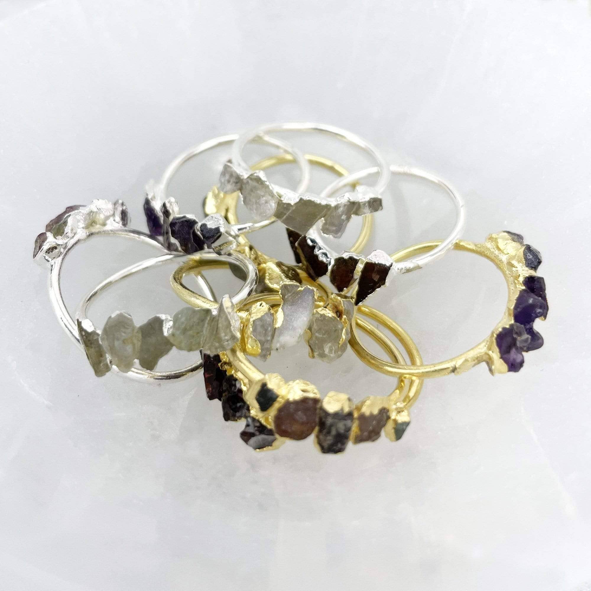 Rock Paradise – wholesale Single stone/solitaire ring – Crystal Raw Stone Ring in Gold or Sterling - Organic Shapes9