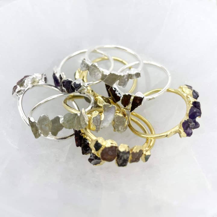 Rock Paradise - Wholesale Single stone/solitaire ring - Crystal Raw Stone Ring in Gold or Sterling - Organic Shapes9