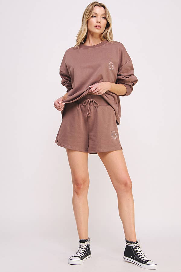 JADE BY JANE - Vendita all'ingrosso Felpa - Donna - FELPA A MANICHE LUNGHE CON GRAFICA HAPPY FACE11