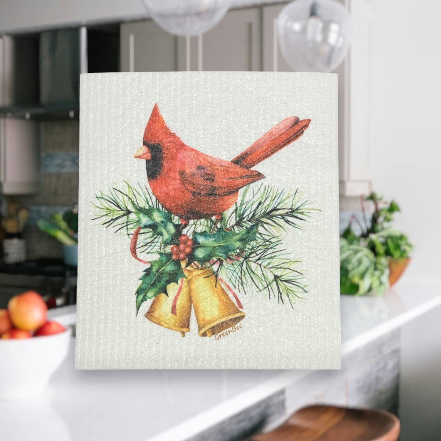 Green Bee Tea Towels - Wholesale Dishcloth - Christmas Cardinal Towel | Kitchen Cloth |Swedish Dish Cloth3