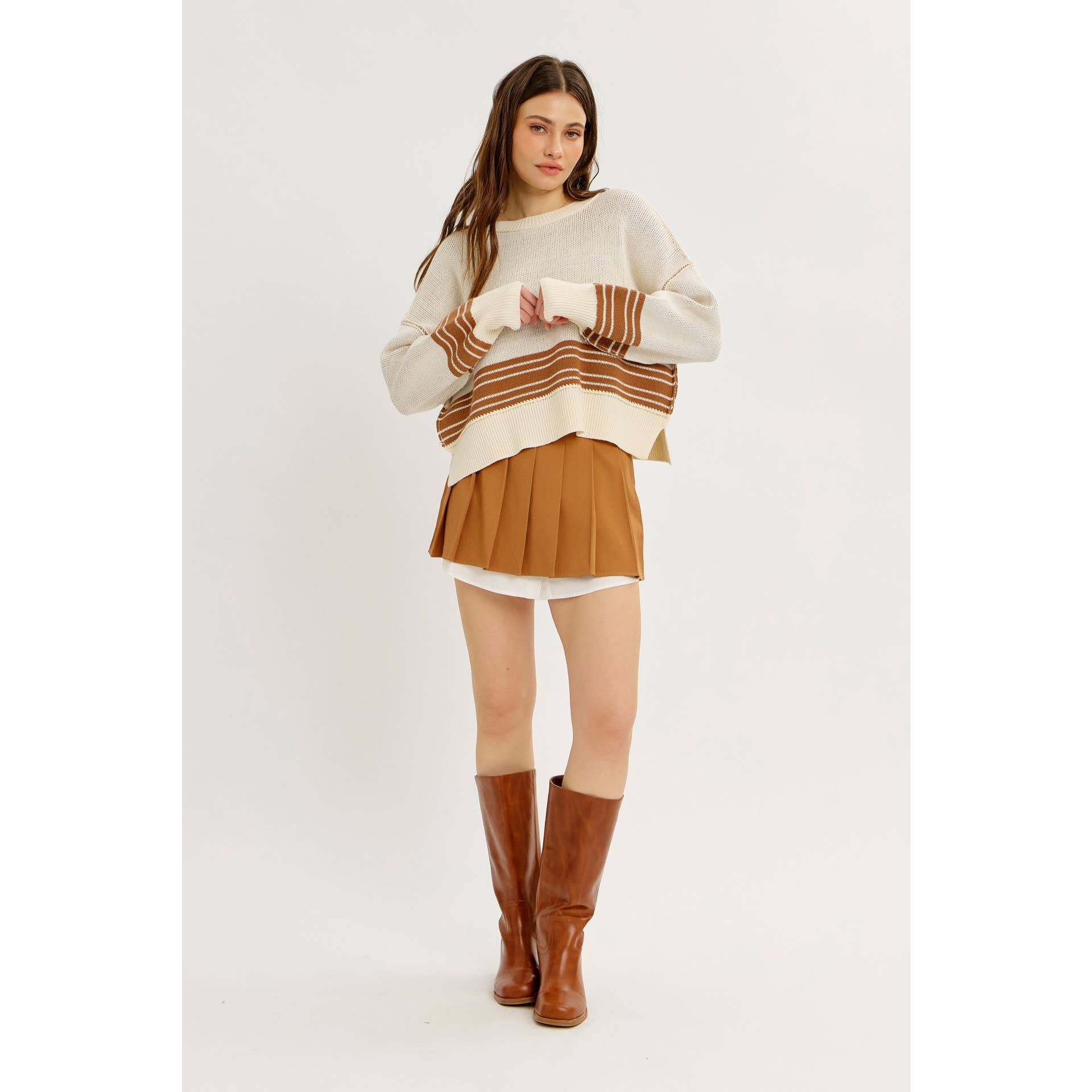 idem ditto - Vente Pull en maille – femme - PULL EN MAILLE RAYÉE BOXY INFINIMENT POLYVALENT15