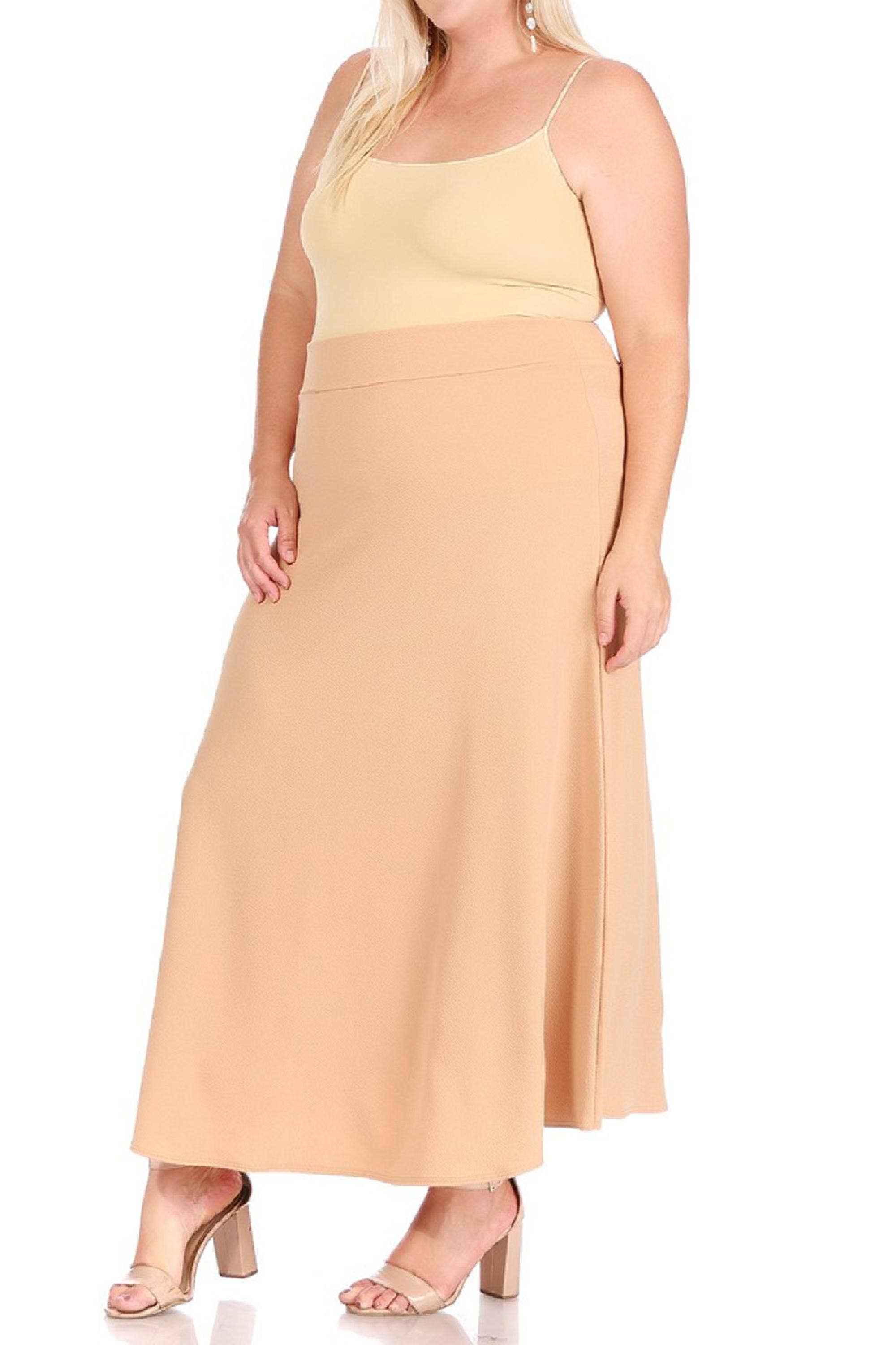 MOA COLLECTION - Wholesale Skirt - Women's - Women's Plus Size Flare A-line Long Skirt9