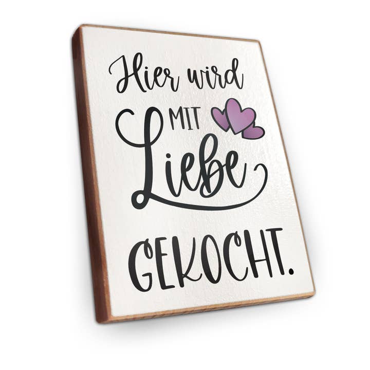 Imán de nevera de madera de haya - Aquí se cocina con amor para venta al por mayor de wammi