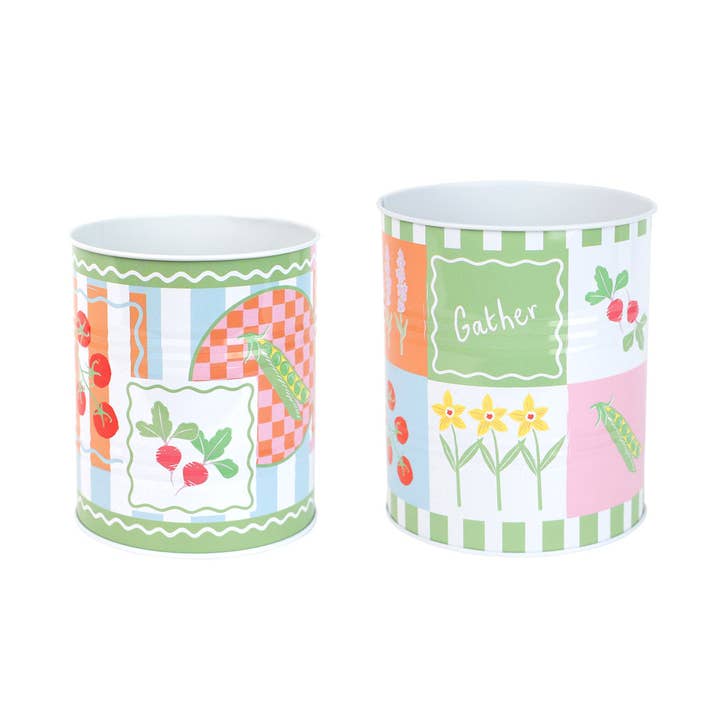 Spring Icons Recyclable Storage Tins - 2 Pack | Kitchenware| for wholesale by Talking Tables UK - Home, Party, Games and Seasonal Decor
