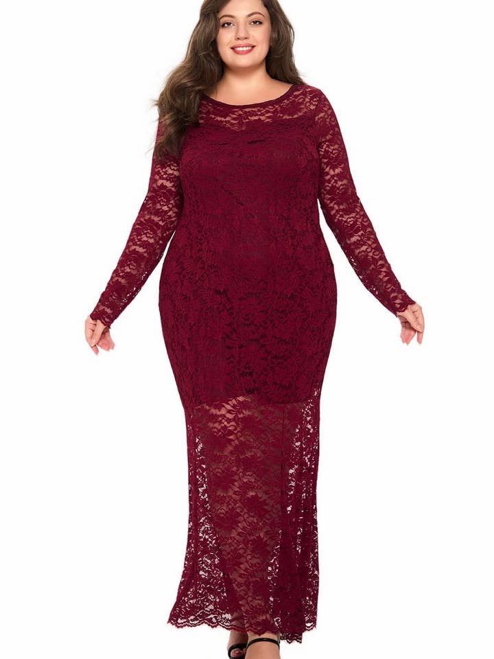 NINEXIS - Wholesale Dress - Women's - CWDMD3233_PLUS SIZE LACE MERMAID EVENING GOWN DRESS