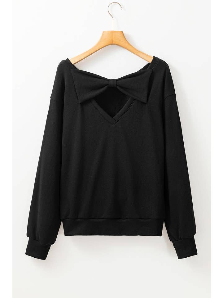 Amaryllis Apparel - Wholesale Sweatshirt - Women's - Back Bowknot Sweatshirt29