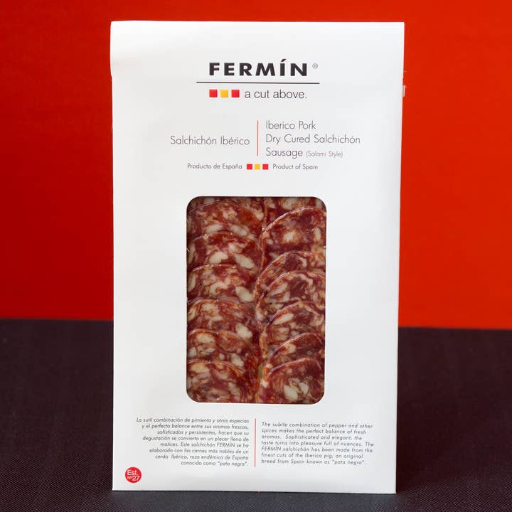 Iberico Salchichon (Salami Style Sausage) Sliced 2oz and other Purchase Wholesale rougie. Free Returns & Net 60 Terms on Faire trending on Faire.
