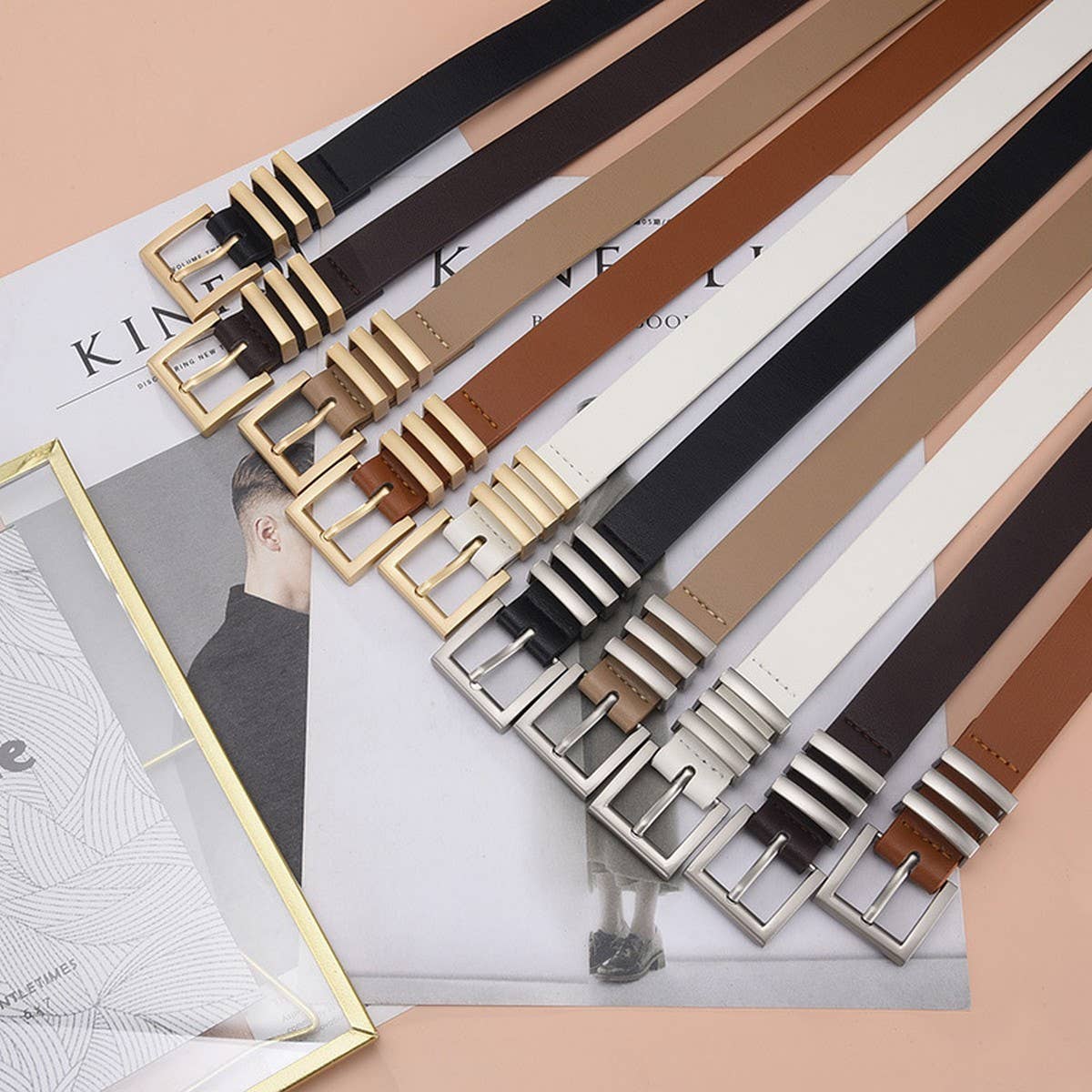 ACCITY - Wholesale Belt - Women's - MATTE KOREAN-STYLE METAL SQUARE BUCKLE BELT_CWASC058018