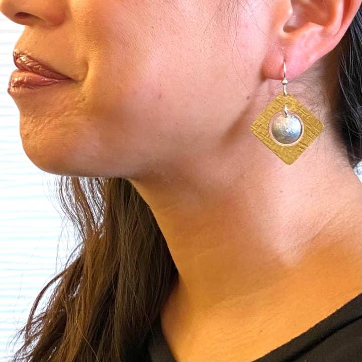 FLOAT Two Piece Square and Floating Circle Earrings for wholesale by Chick Boss LLC