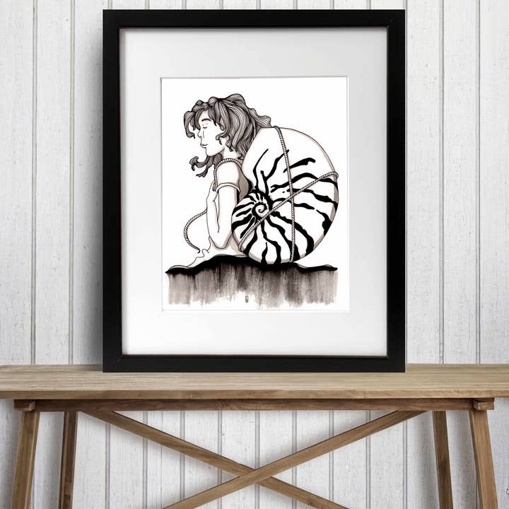 Tuschezeichnung „weitermachen“: Kunstdruck für den Großhandel von PinkPolish Design