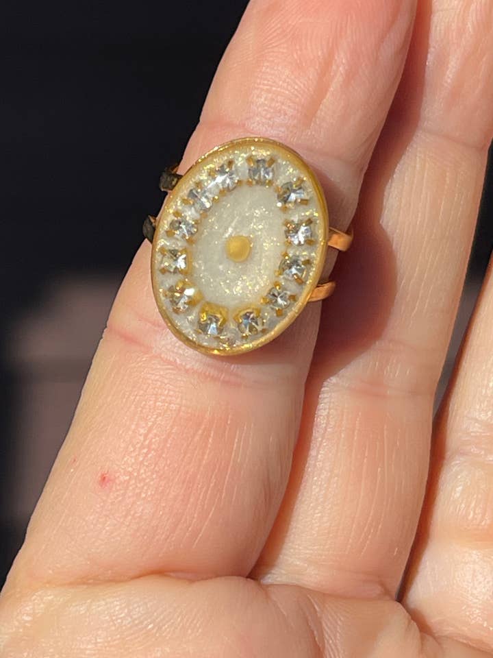 Faith Mustard seed Christian believe hope crystal resin ring for wholesale by Handmade clay and resin Jewelry