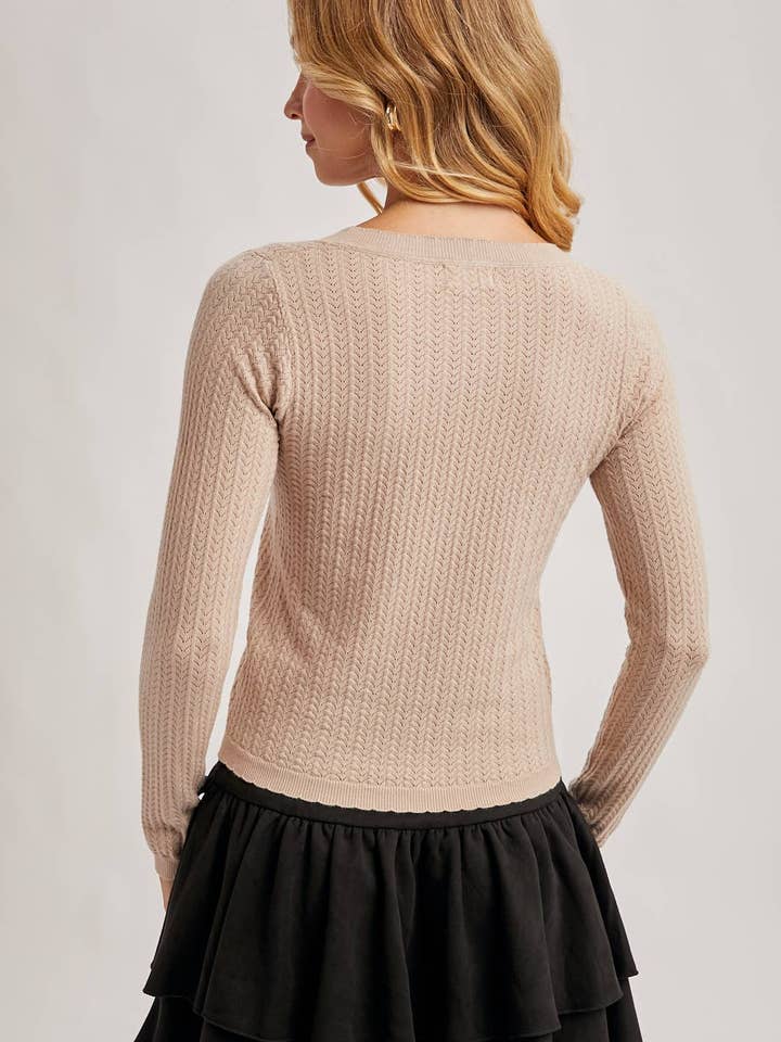 Black L/S POINTELLE TOP for wholesale on Faire7
