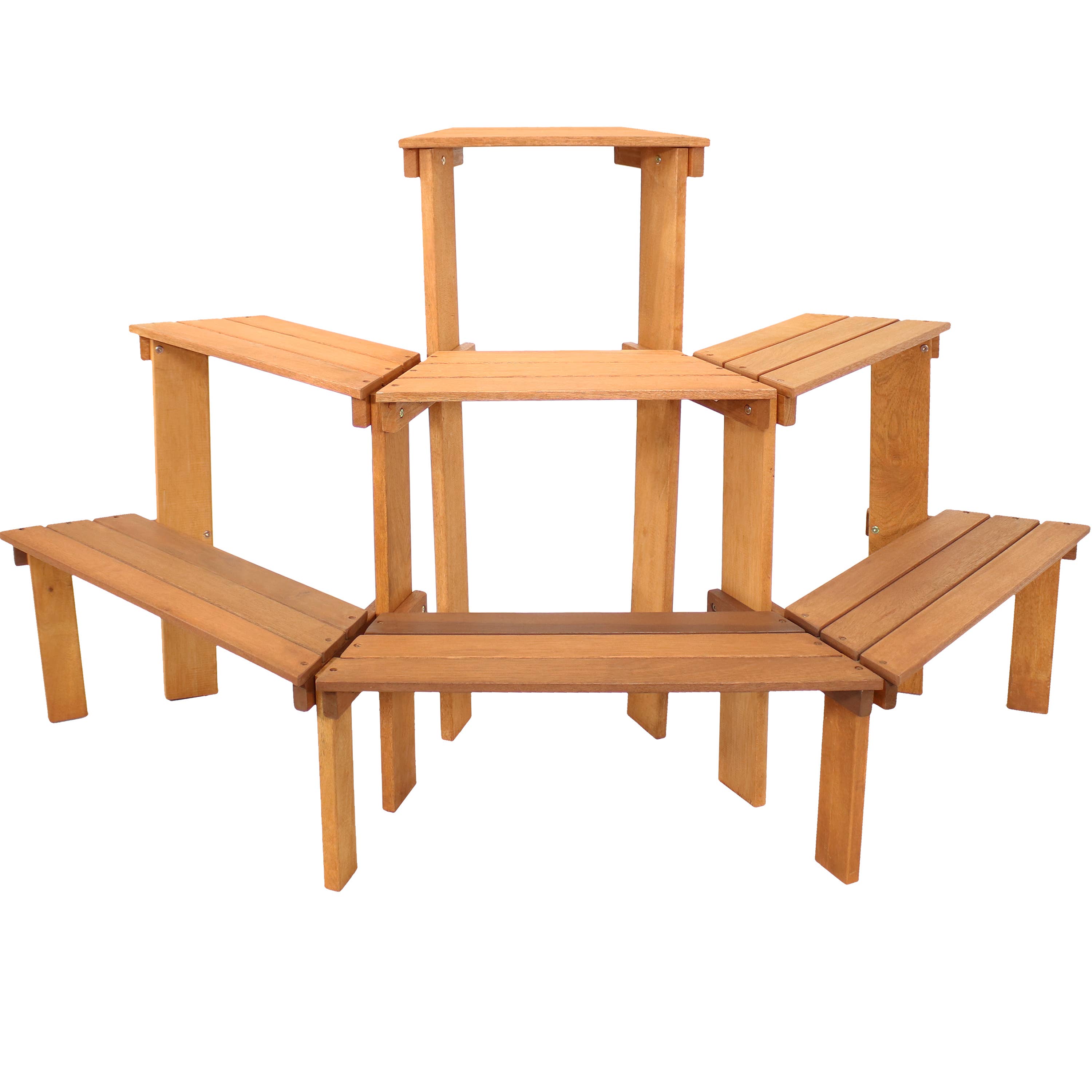 Sunnydaze Decor - Wholesale Plant Pot Stand - Meranti Wood 3-Tier Curved Plant Stand - 5.75 ft1