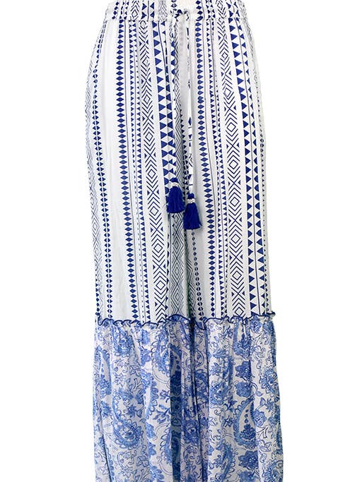 Ladies Loose Cotton Pants Draw String WH/NV AZUCAR - S-XL for wholesale by Azucar & Bohio