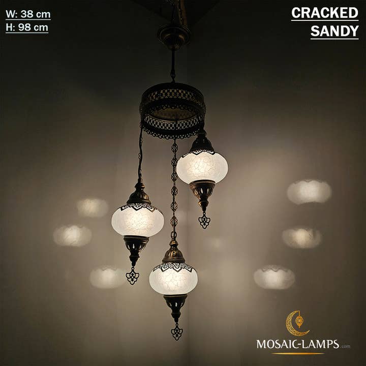 Mosaic Lamps - Wholesale Chandelier/Hanging Light - 3-Globe Ottoman Spiral Chandelier, Moroccan Turkish Style1