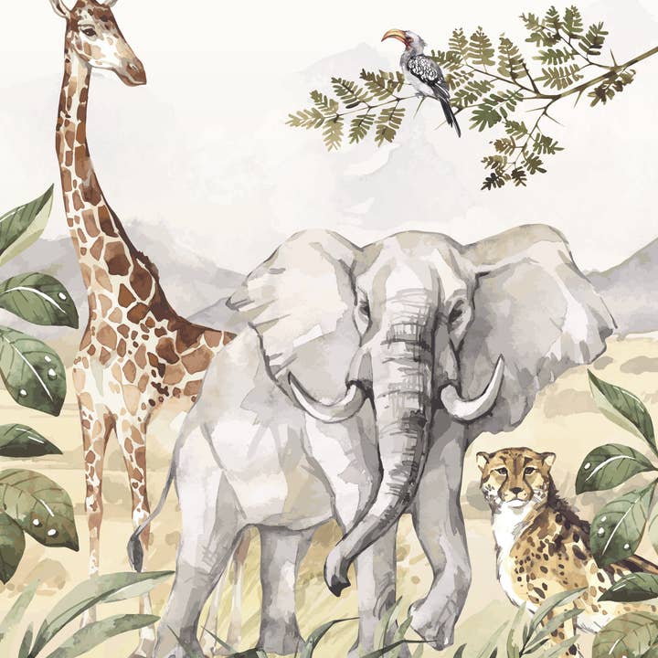 Animal wallpaper - SAFARI ADVENTURE - Behang kinderkamer for wholesale by Walloha