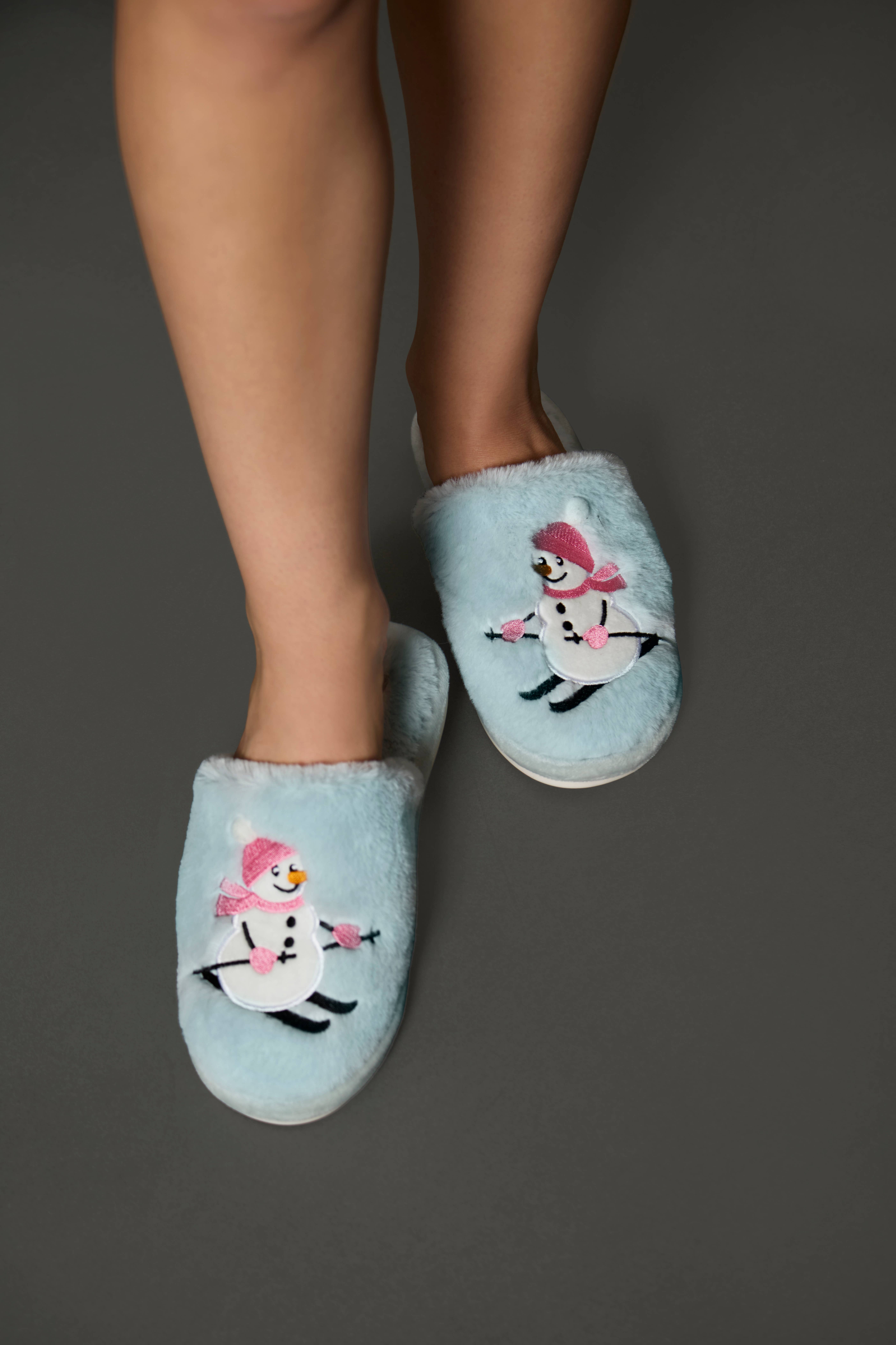 Light Blue Ski-Sons Plush Slipper for wholesale on Faire2