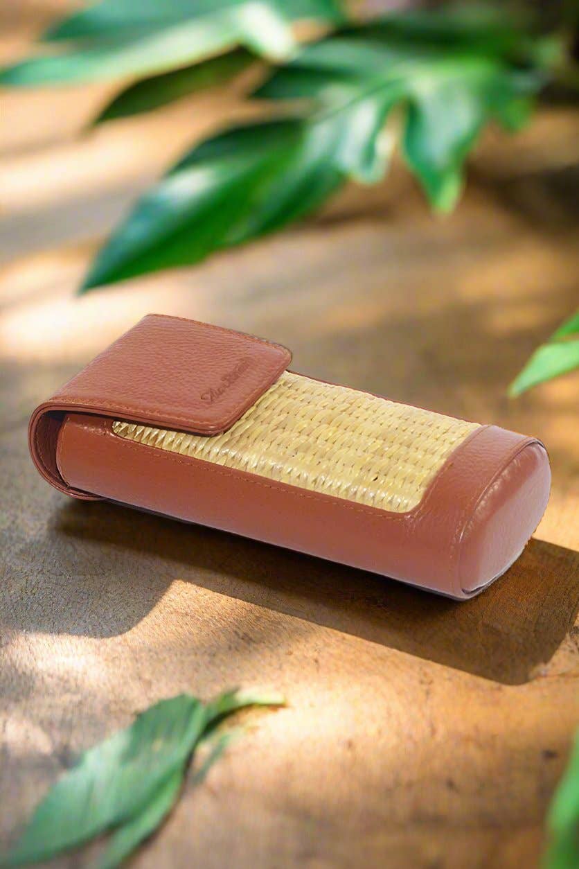 Light Honey Water Hyacinth Glasses Case for wholesale on Faire2