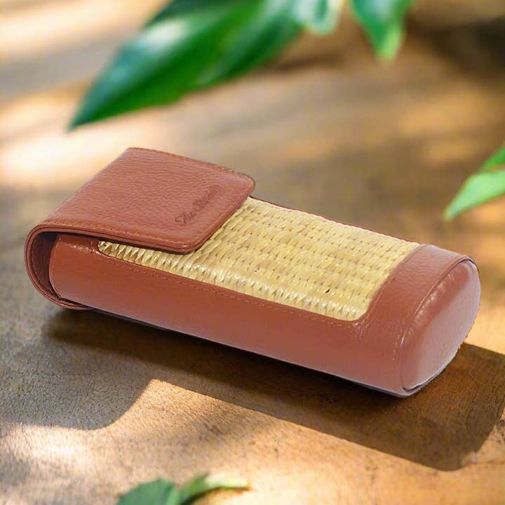 Light Honey Water Hyacinth Glasses Case for wholesale on Faire2