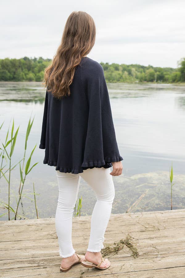 SAACHI - Wholesale Poncho - Women's - Talia Ruffled Hem Poncho Sweater23