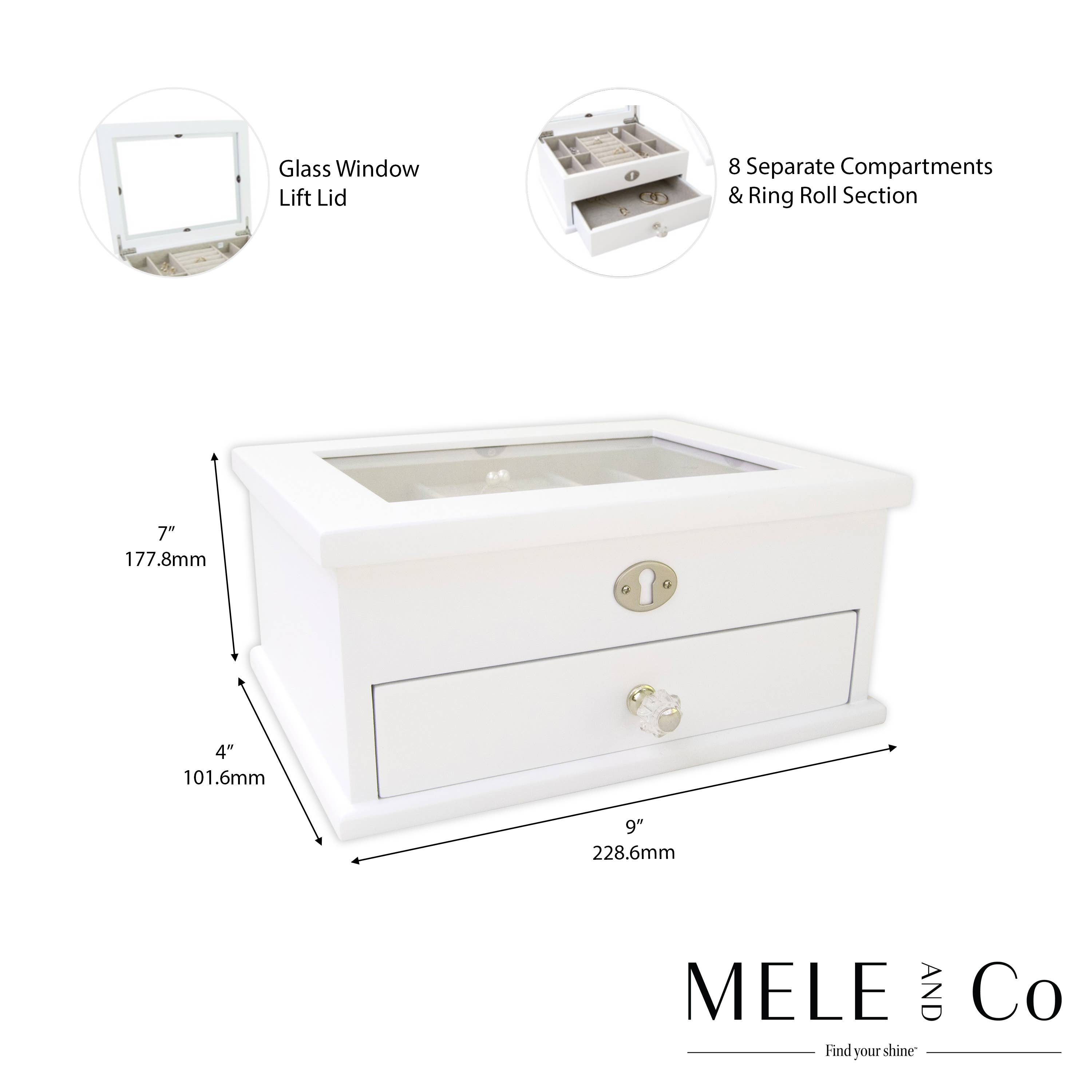 Mele and Co - Wholesale Jewelry Box/Organizer - Mele and Co Lili Glass Top Wooden Jewelry Box8