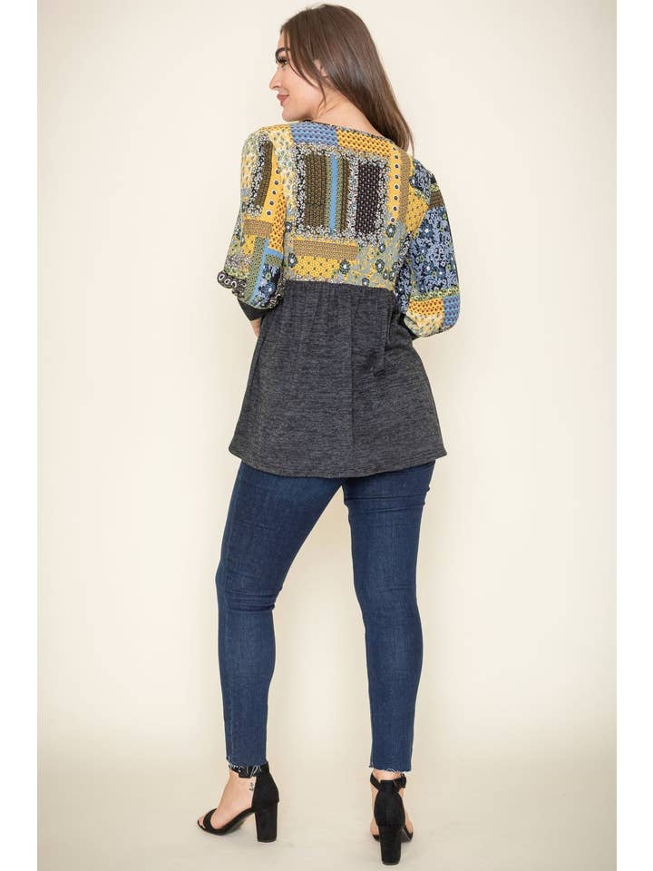 EG fashion – Engroshandel Tunika - Dame – 3/4 ærme Quiltet Mønster Tunika7