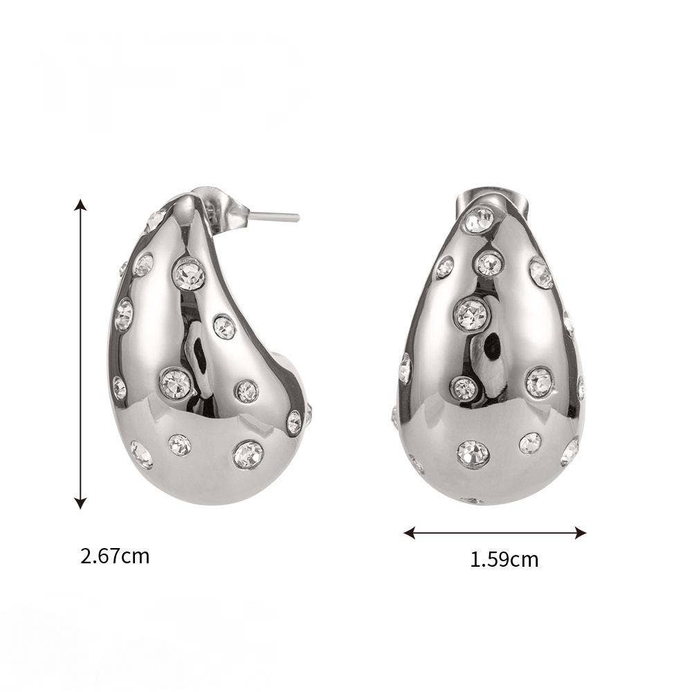 Mio Queena – wholesale Dangle earrings – 18K Gold-plated Stainless Steel Hollow Teardrop Earrings-FGS5