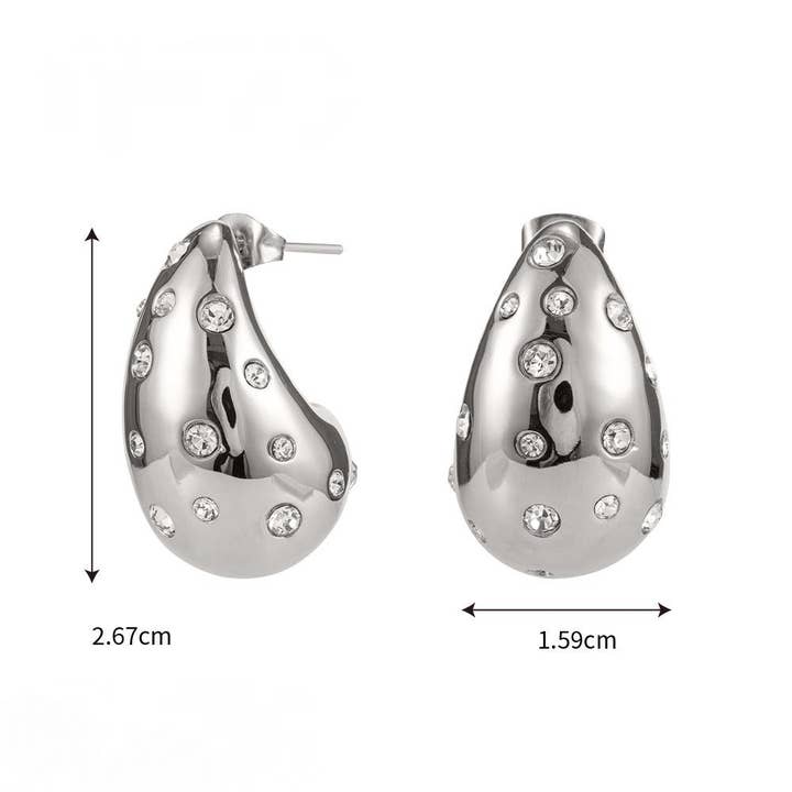 Mio Queena – wholesale Dangle earrings – 18K Gold-plated Stainless Steel Hollow Teardrop Earrings-FGS5