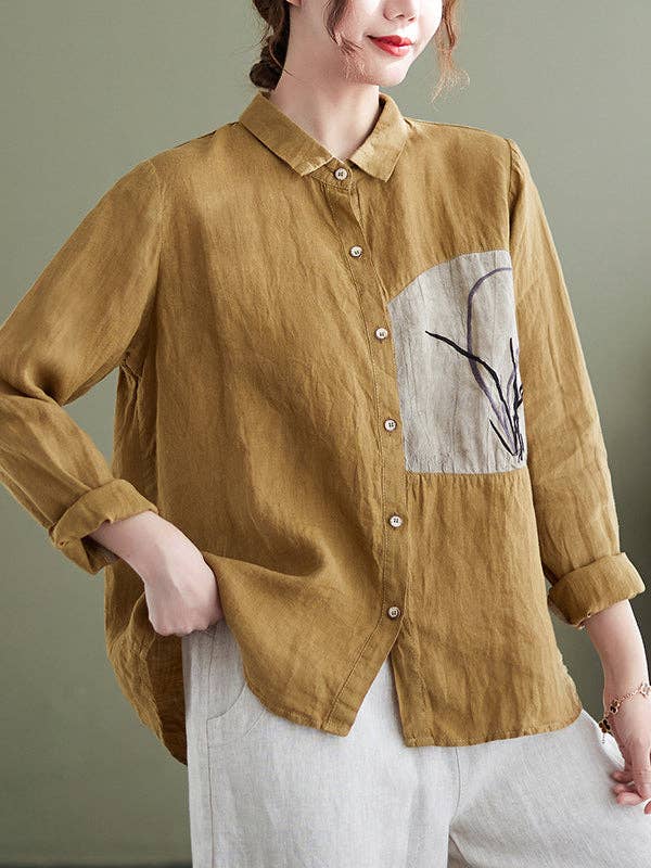 VividLux - Wholesale Overhemd met knopen - Dames - Vintage blouses en hemden met lange mouwen en losse geborduurde tops met reverskraag3