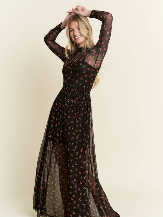 ABITO LUNGO CON STAMPA CILIEGIE per la vendita all'ingrosso da parte di JADE BY JANE