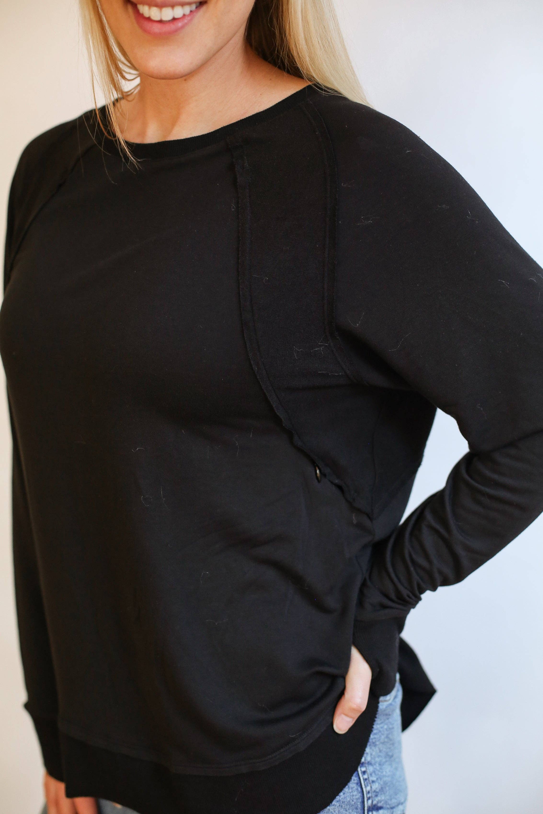 Movemama Apparel - Wholesale Nursing Top - Maternity - FINAL SALE - Free Flowing Long Sleeve Nursing Top6