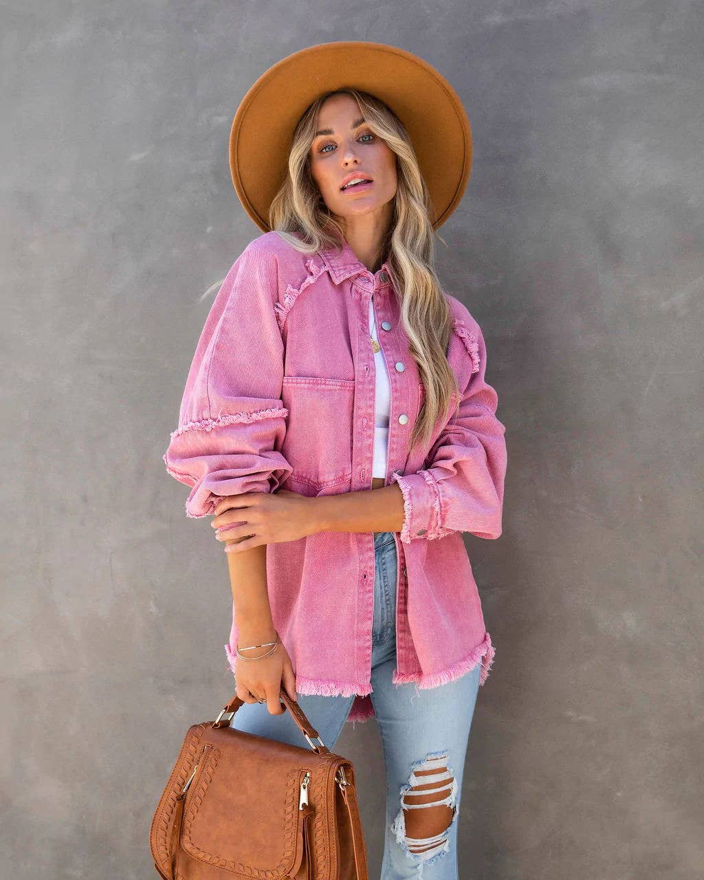 Sweetkama – Großhandel Hemdjacke/Shacket – Damen – Damenjacke mit langen Ärmeln in Uni-Farbe, Modell 5801313