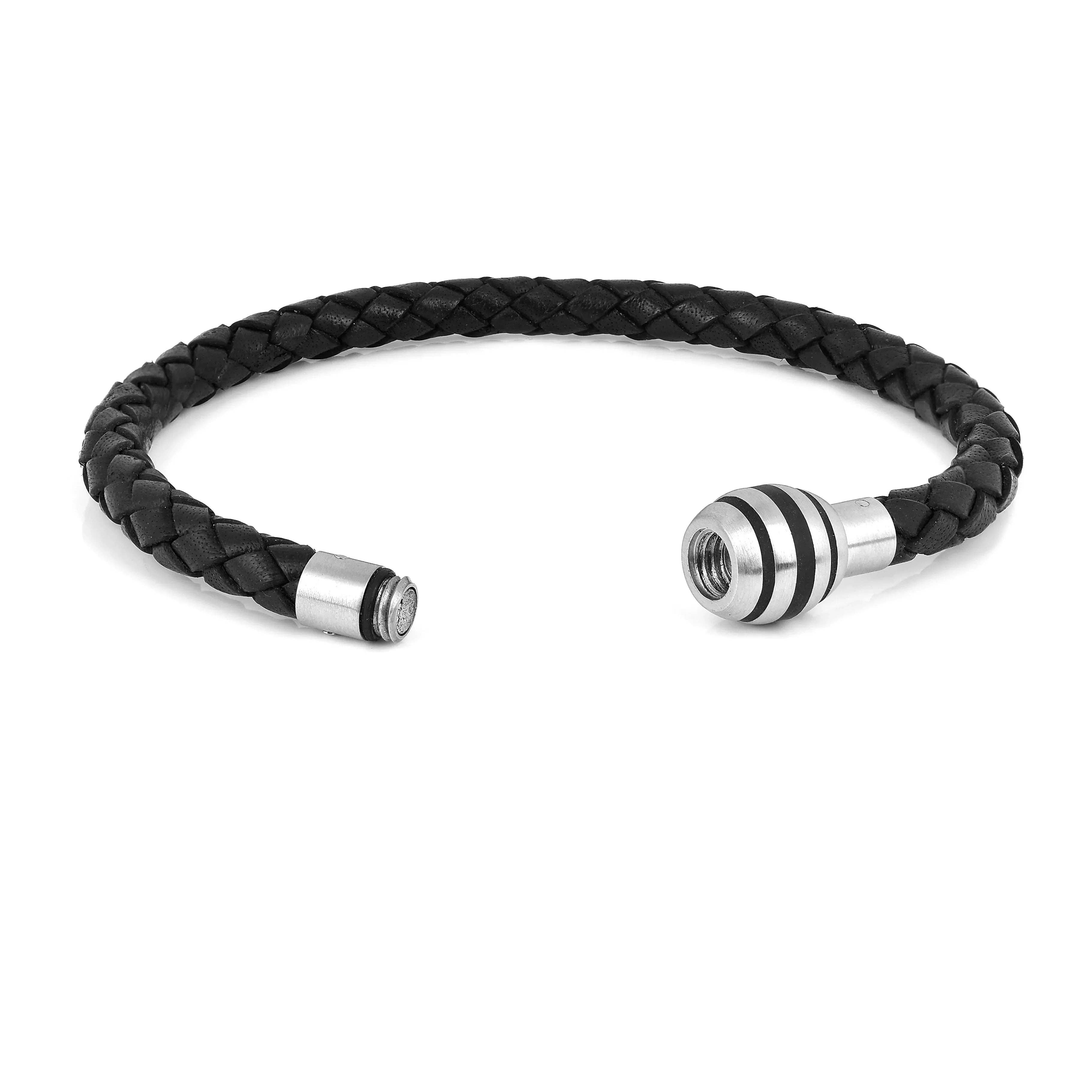 FCJ Jewelry LLC - Vente Bijou – homme - Bracelet magnétique en cuir tressé pour homme en acier inoxydable2
