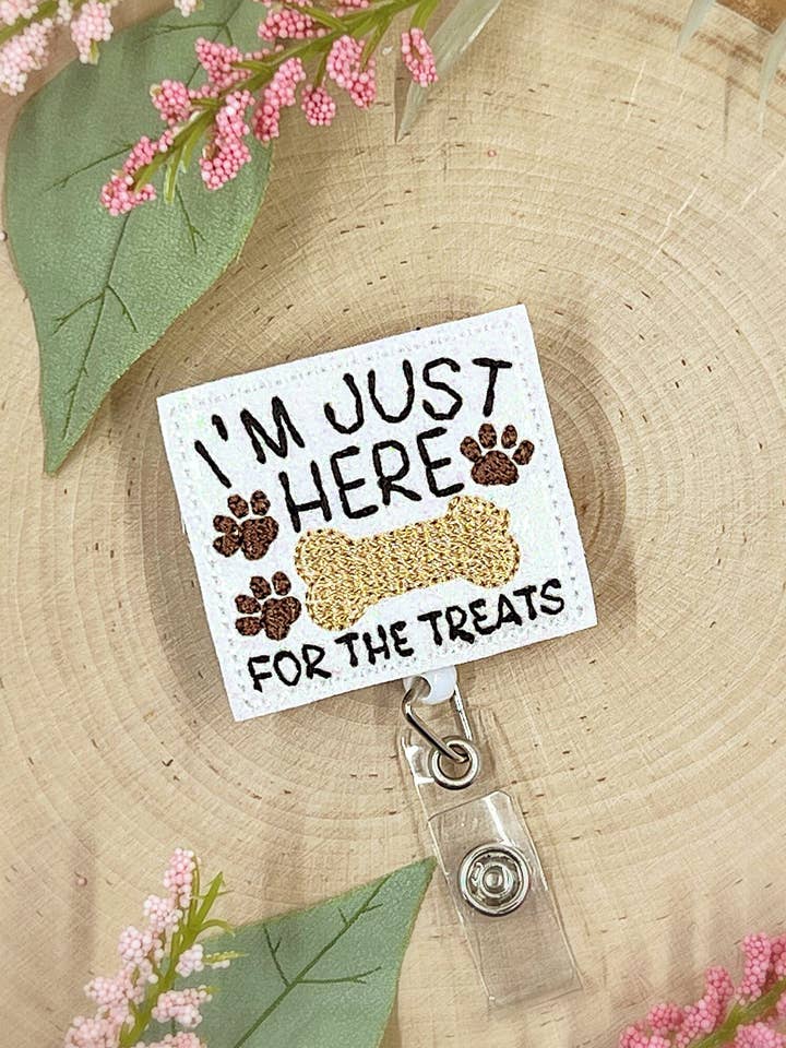 Funny Dog Treats Badge Reel for Veterinarians and Vet Techs for wholesale by Meeko’s Must Haves