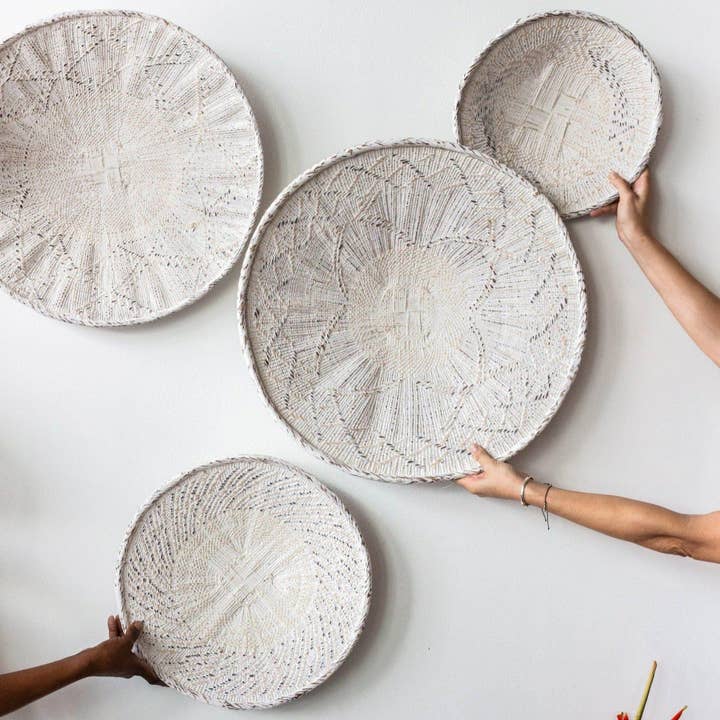 kanju Interiors - Wholesale Wall Accent - White Washed Flat Baskets2