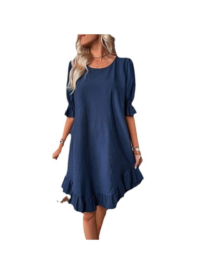 pinkblu02 - Wholesale Dress - Women's - Summer Women Fashion Casual Cotton Linen Dress