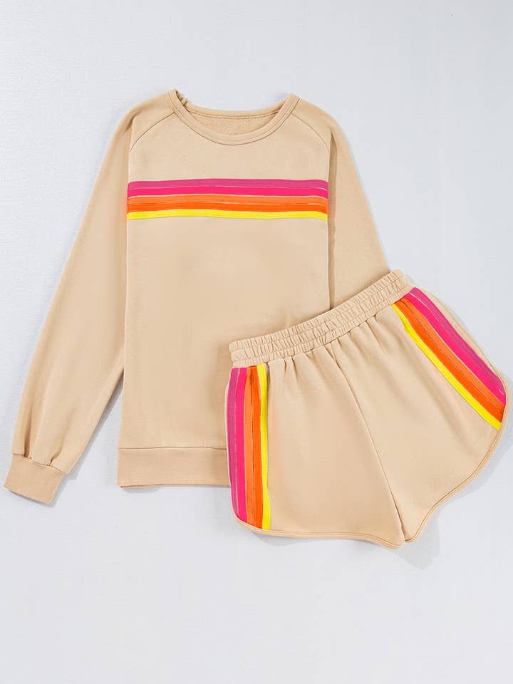 Babs + Birdie - Wholesale Lounge Set - Women's - Kenzie | Stripe Pullover and Shorts Two Piece Casual Set7