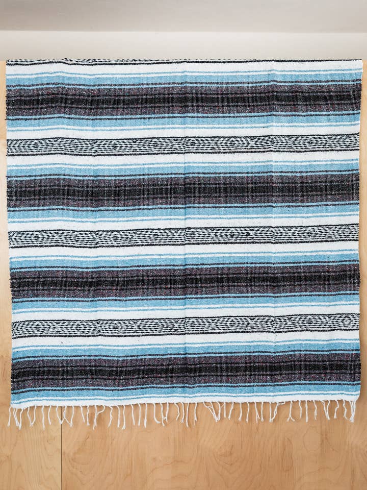 Traditional Mexican Blankets - Light Blue for wholesale by SIDREY