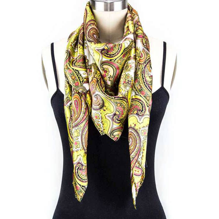 Artini Accessories - Vendita all'ingrosso Sciarpa - Donna - Sciarpa quadrata in 100% seta con motivo paisley4