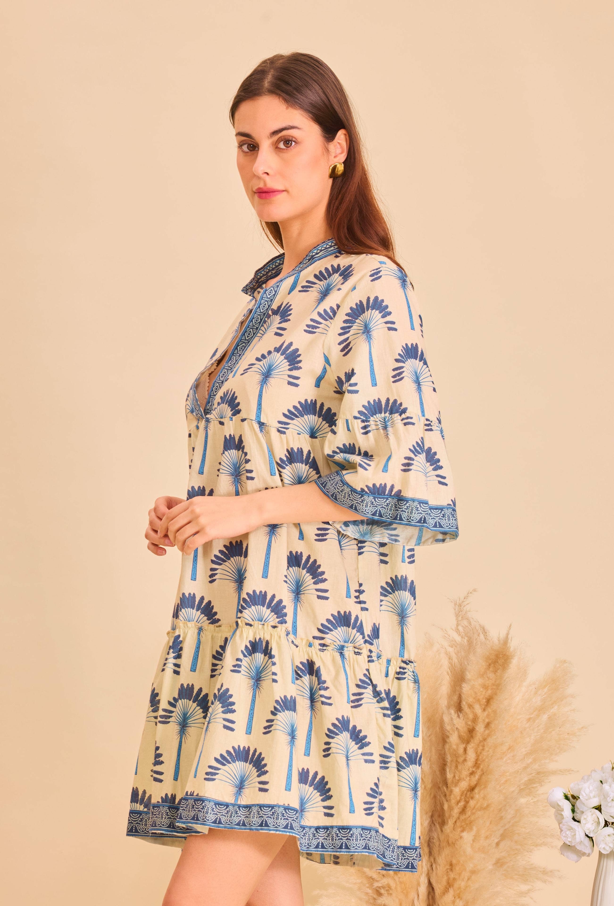 IP Navy  Short dress in batik print cotton - Orice for wholesale on Faire3