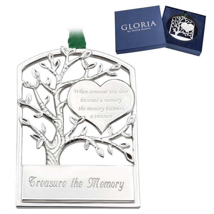 Memorial Tree Heart Ornament - "Treasure the Memory" for wholesale by Gloria Duchin