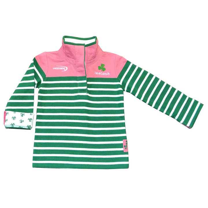 Grön och rosa randig Irland hög krage barntröja för wholesale av Dublin Gift Company