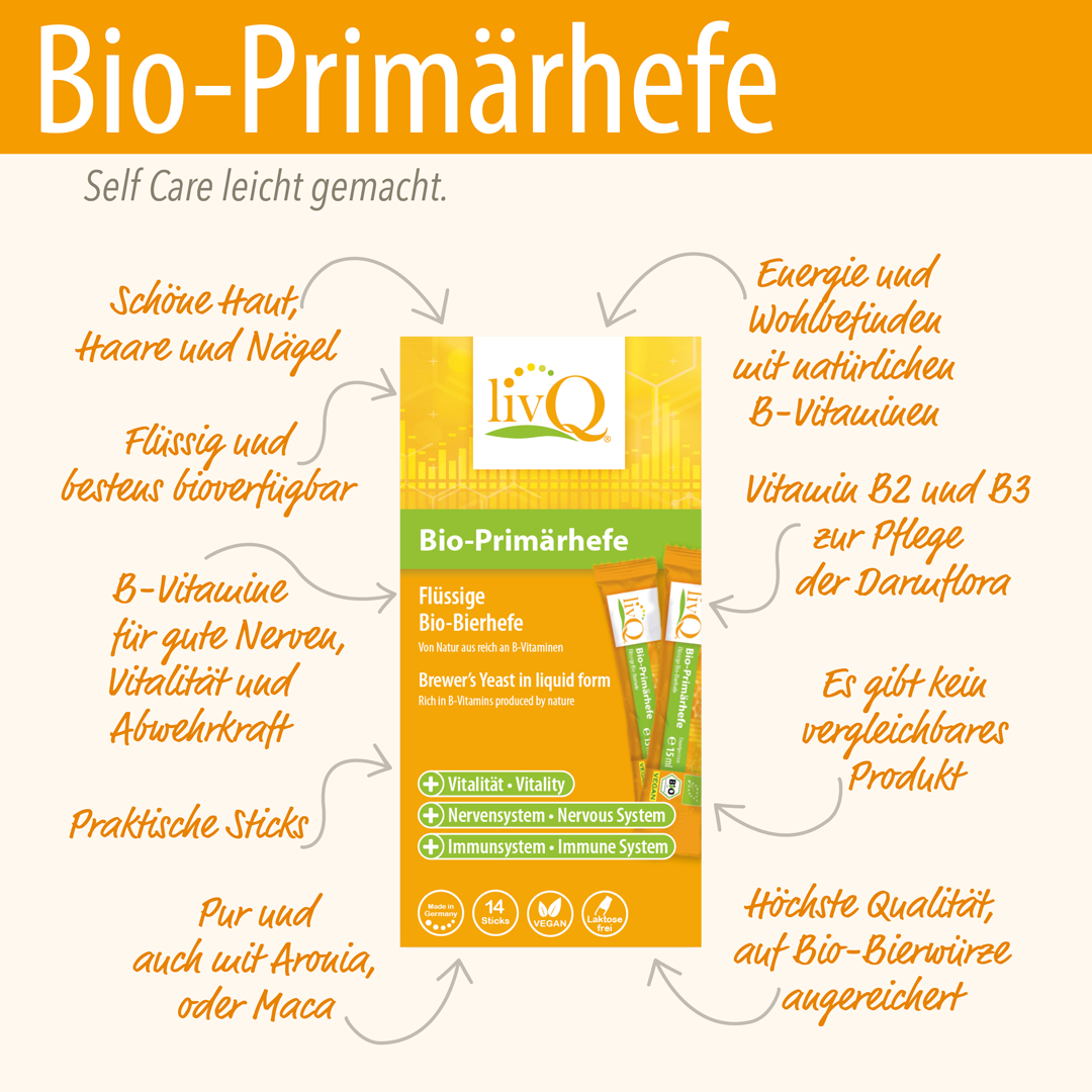 livQ - Vendita all'ingrosso Vitamine/integratori orali - Lievito primario biologico LivQ MACA, lievito di birra liquido2