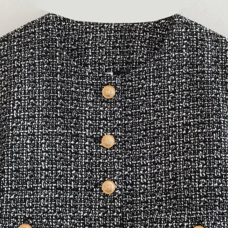 AZSHOP Trading LLC - Wholesale Jacket - Women's - Button-Up Tweed Jacket with Pockets3