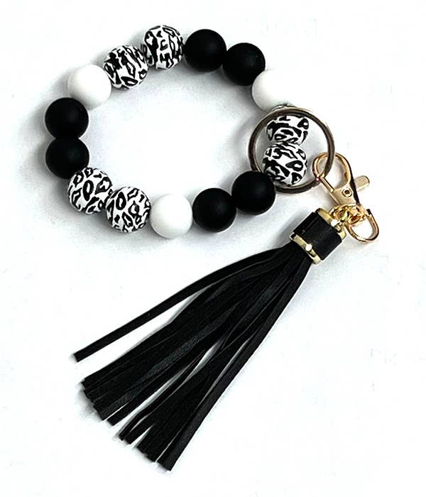 Jewelry Max - Wholesale Charm/Dangle Bracelet - ( B165 )  WOOD AND RUBBER BEAD MIX WRISTBAND KEYCHAIN0