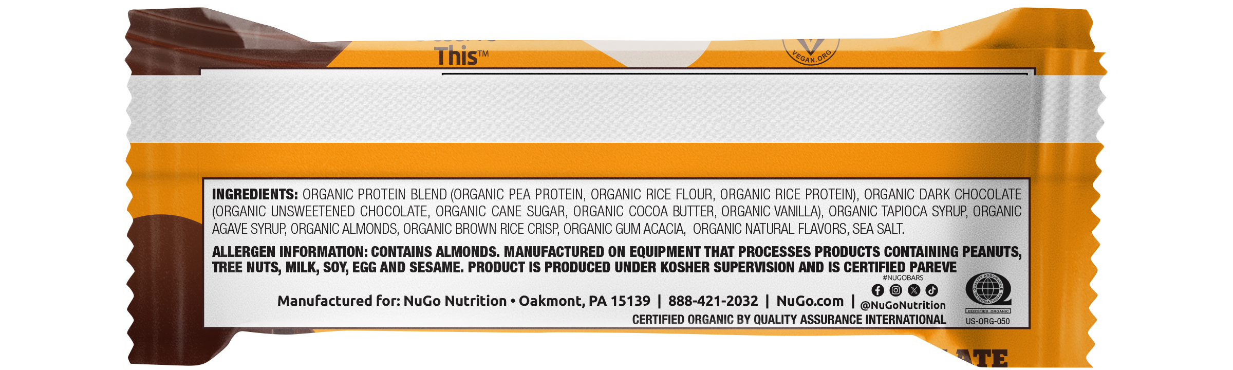NuGo Nutrition - Wholesale Snack Bar - NuGo Organic Dark Chocolate Almond Protein Bar2