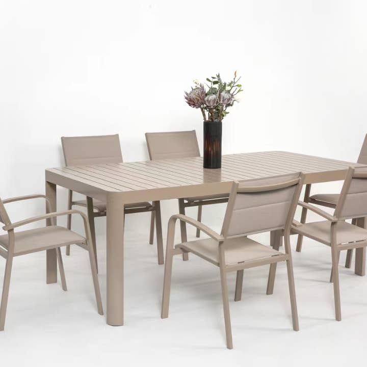 LIFE IS - Vente Table de terrasse - Table extensible en aluminium 195/255x100x76,5 cm gris pigeon5