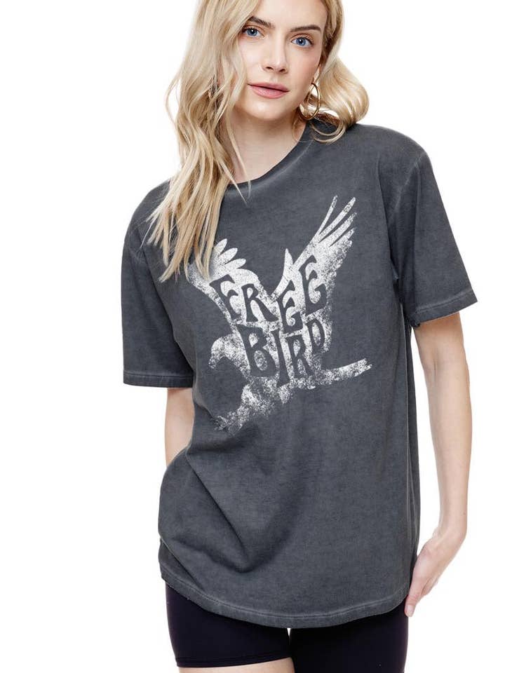 Free Bird Vintage Cut Out Graphic S/S Lunar Dye Tee for wholesale by Zutter