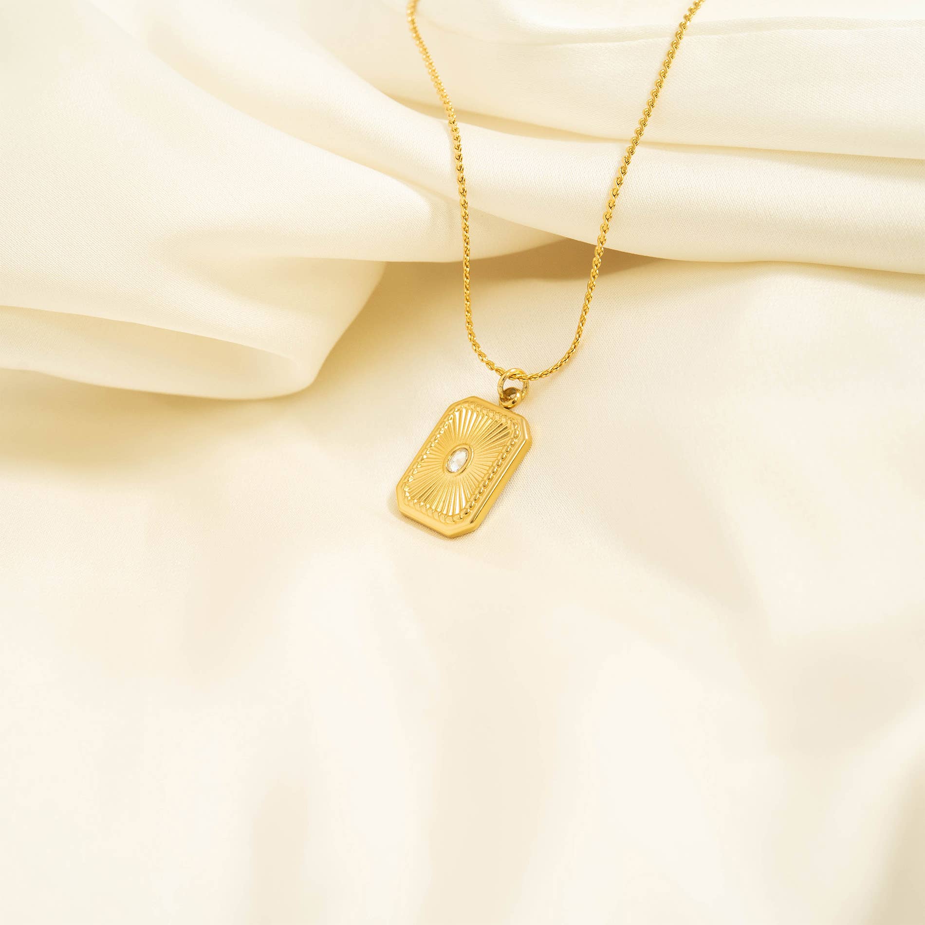 WJW – wholesale Individuell berlock/hänge – WJW 18K guldbelagd rektangulär Sunburst-berlock med kristall3