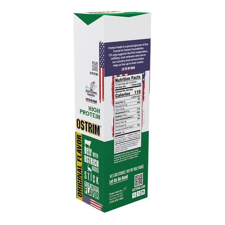 Ostrim - Wholesale Jerky - Original 1.5oz (42g) Premium Beef & Ostrich, 10 Sticks1